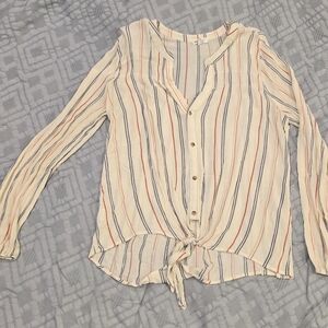 Eyeshadow Cream Striped Button-Down Shirt